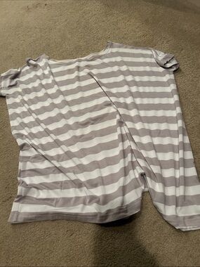 Piko 1988 White and Light Gray Striped Women's Top